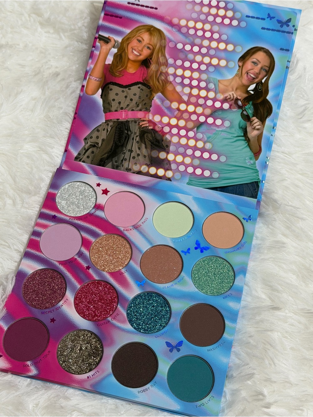 NEW Colourpop x Hannah Montana eyeshadow palette metallics blue green pink